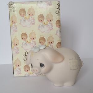 Vintage 80s Precious Moments Pig Animal Collectible Porcelain Figurine